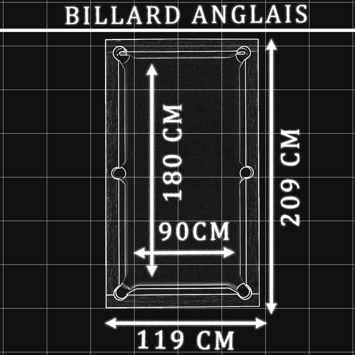 Taille d'un billard anglais 